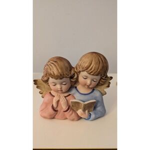 Sanmyro Japan Cherub Angels Wall Hanging Bisque Porcelain Vintage‎